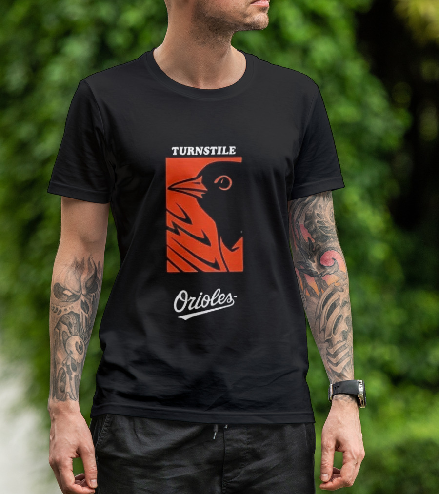 Turnstile Orioles Collaboration Bird Graphic Baltimore Team Merchandise T-Shirt