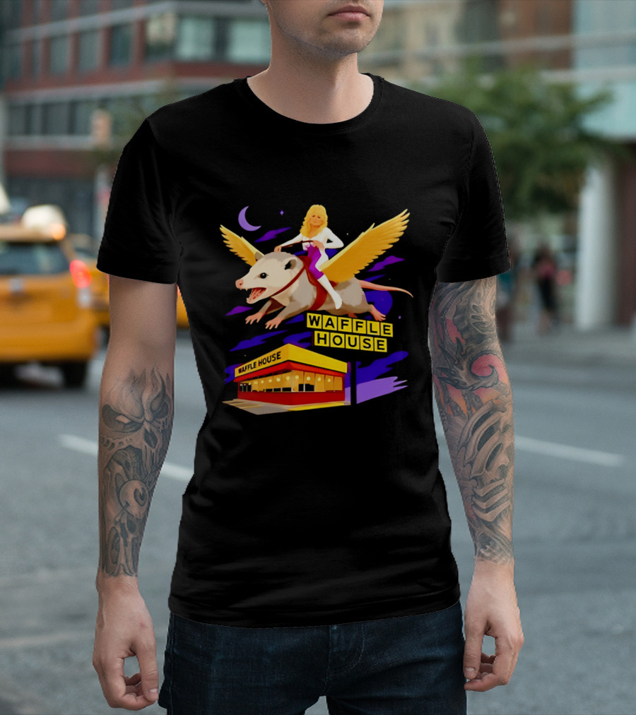 Waffle House Dolly Parton Flying Opossum Adventure T-Shirt
