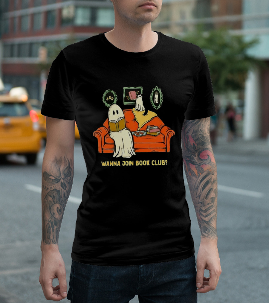 Wanna Join Book Club Ghost Cat Spooky Halloween Cookies T-Shirt