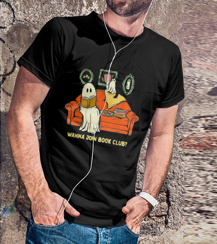 Wanna Join Book Club Ghost Cat Spooky Halloween Cookies T-Shirt
