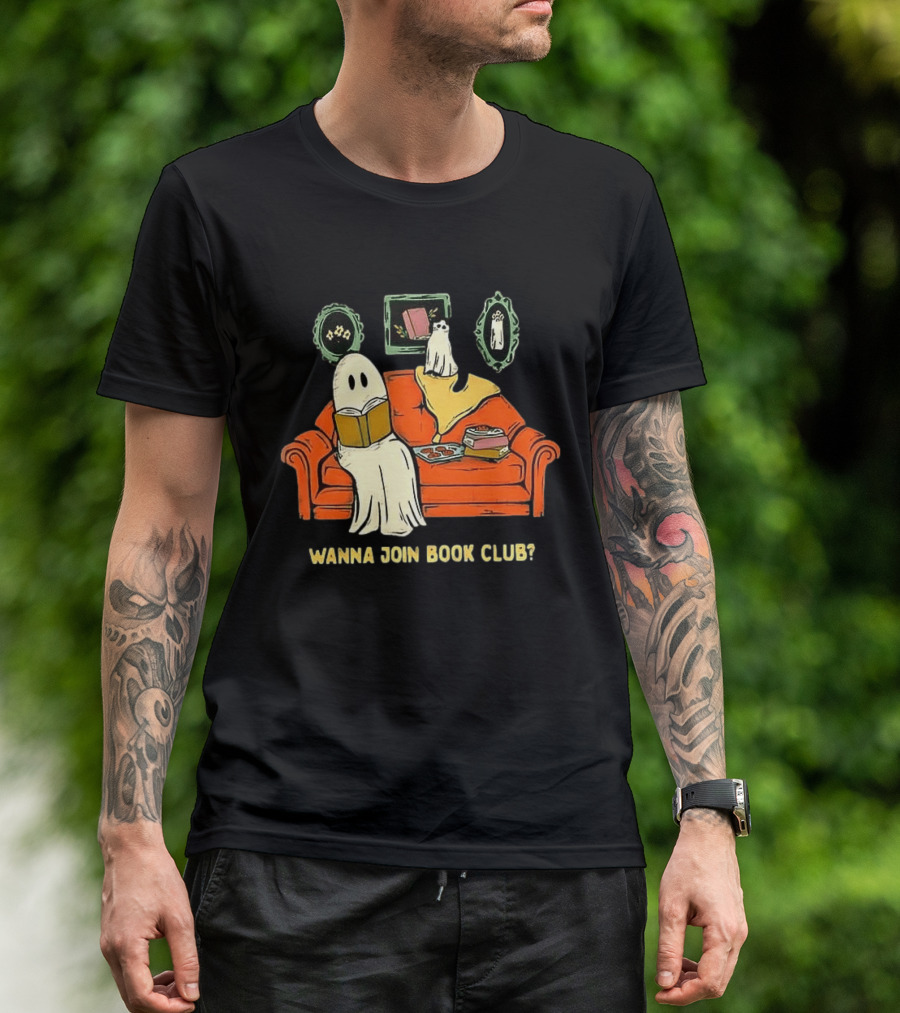 Wanna Join Book Club Ghost Cat Spooky Halloween Cookies T-Shirt