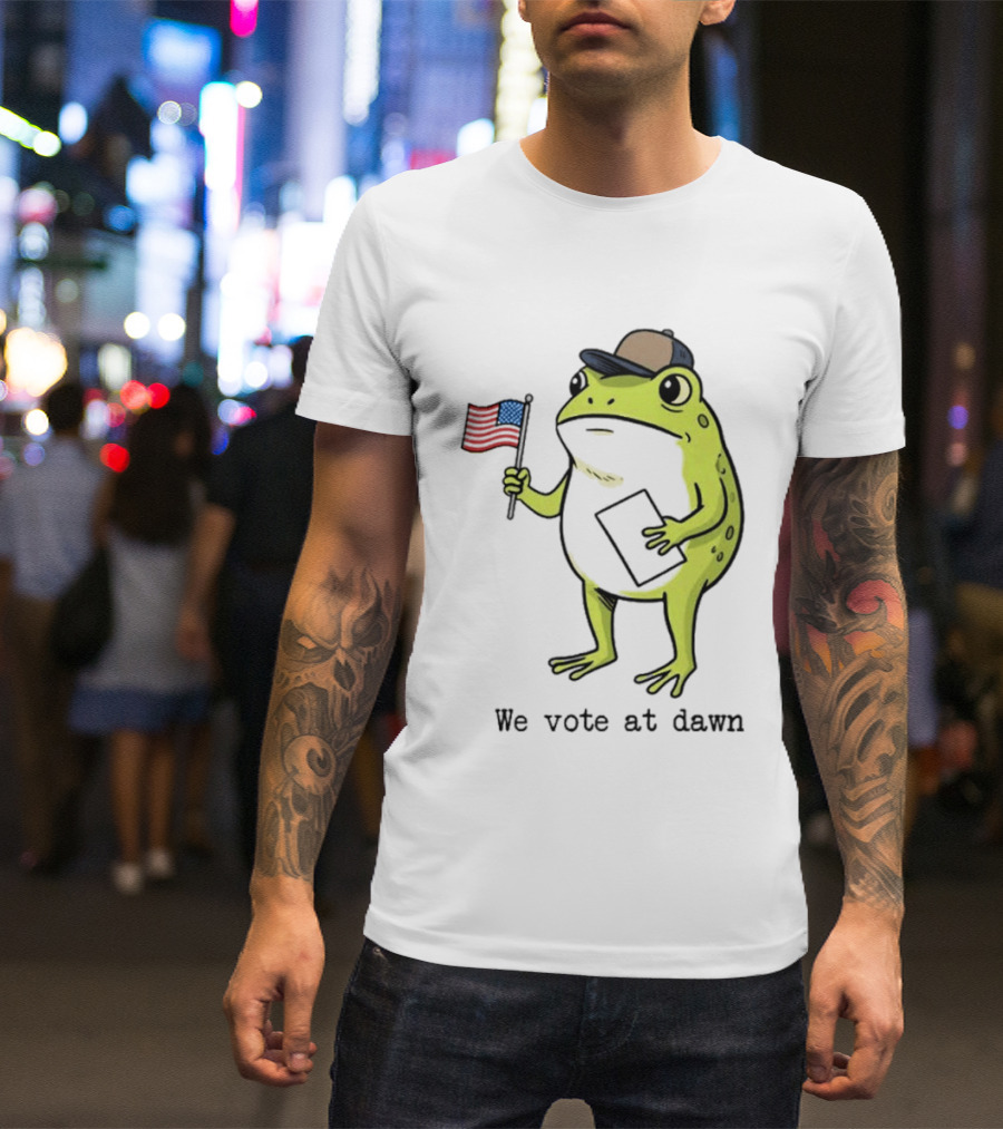 American Frog With Flag We Vote At Dawn T-Shirt