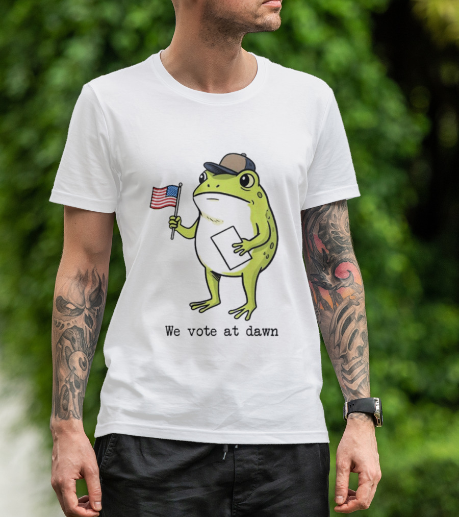 American Frog With Flag We Vote At Dawn T-Shirt