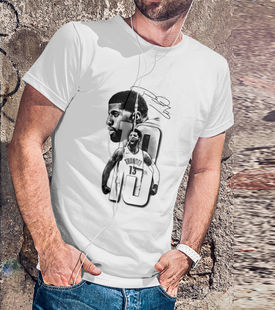 Paul George Oklahoma City Thunder Basketball Player Sketch T-Shirt