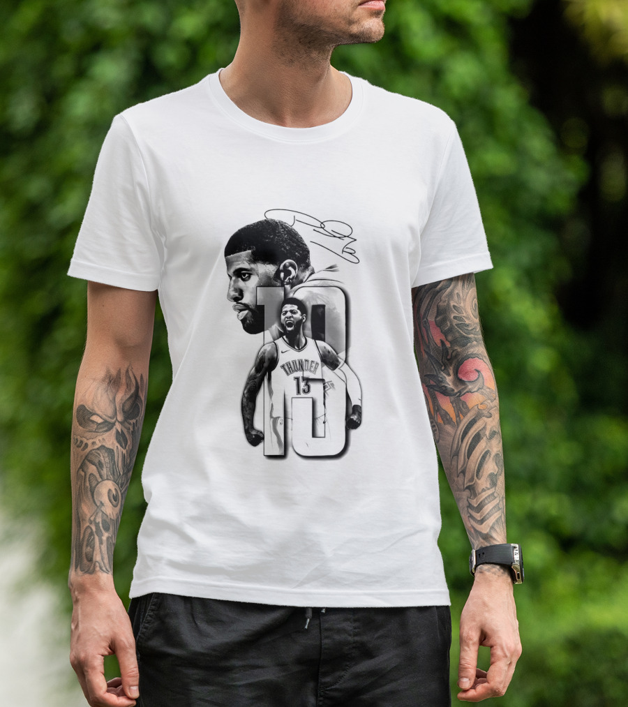 Paul George Oklahoma City Thunder Basketball Player Sketch T-Shirt