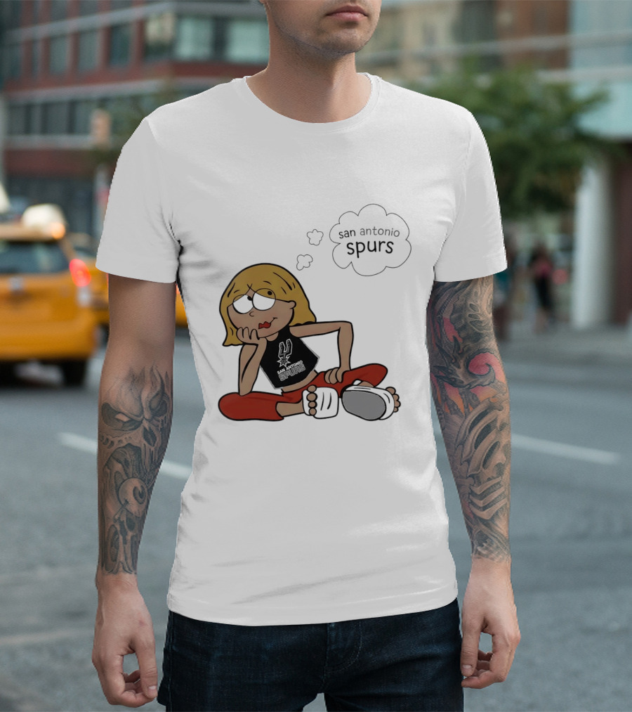 San Antonio Spurs Cartoon Blonde Girl Thought Bubble Daydreaming T-Shirt