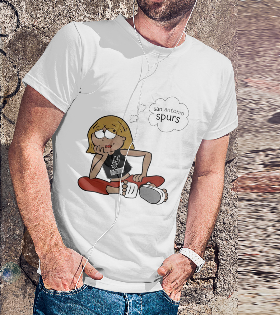 San Antonio Spurs Cartoon Blonde Girl Thought Bubble Daydreaming T-Shirt