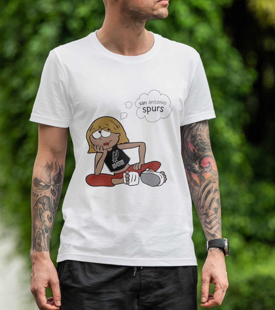 San Antonio Spurs Cartoon Blonde Girl Thought Bubble Daydreaming T-Shirt