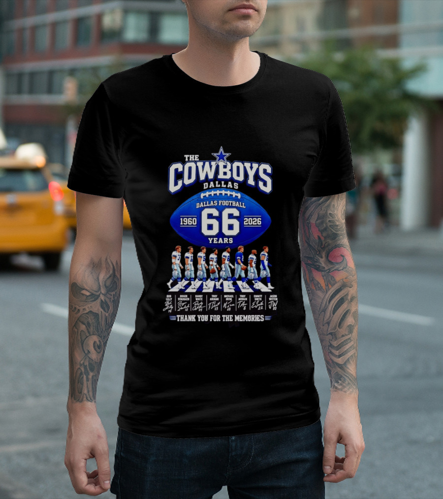 The Cowboys Dallas Football 66 Years 1960 2026 Thank You For The Memories Signatures T-Shirt