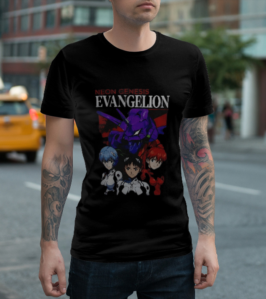 Neon Genesis Evangelion Rei Asuka Shinji With Unit 01 T-Shirt