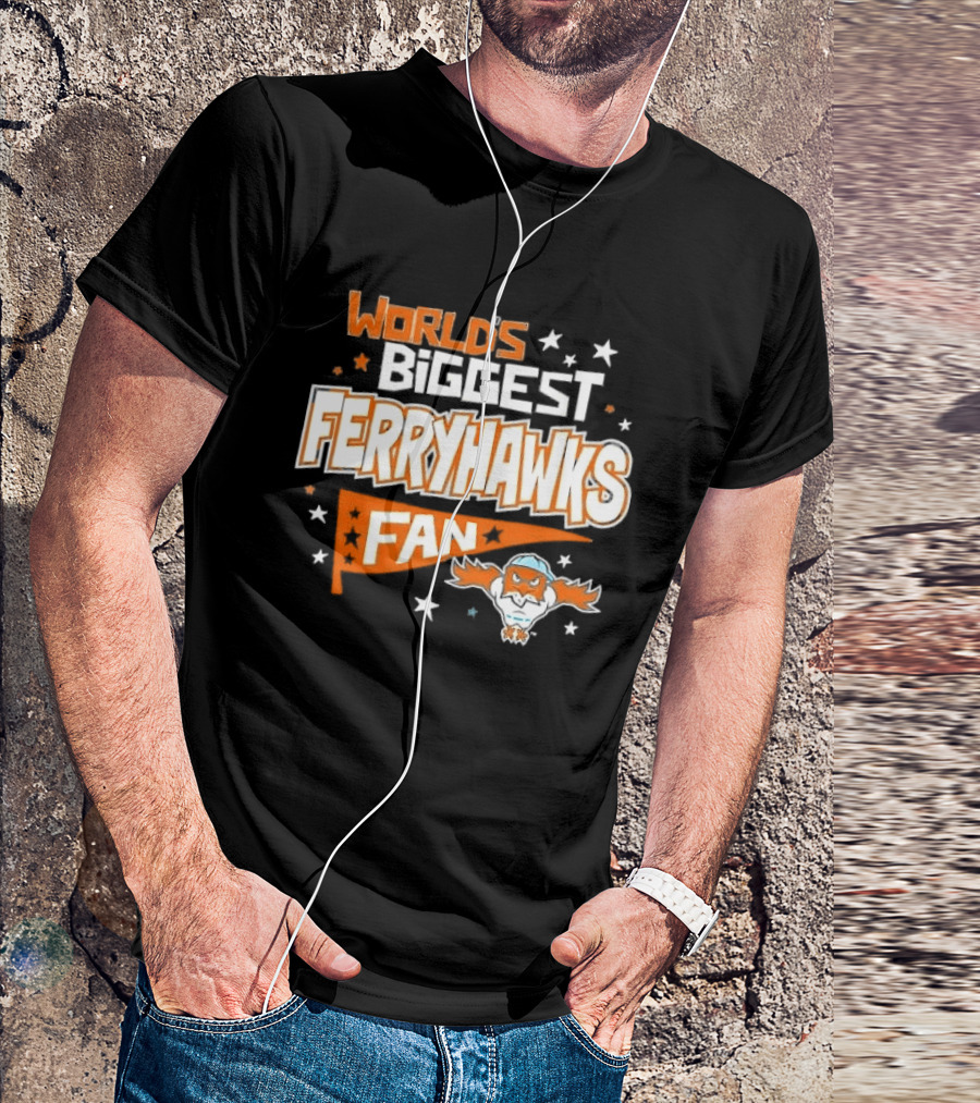 World's Biggest Staten Island Ferryhawks Fan Cartoon Pennant With Stars T-Shirt