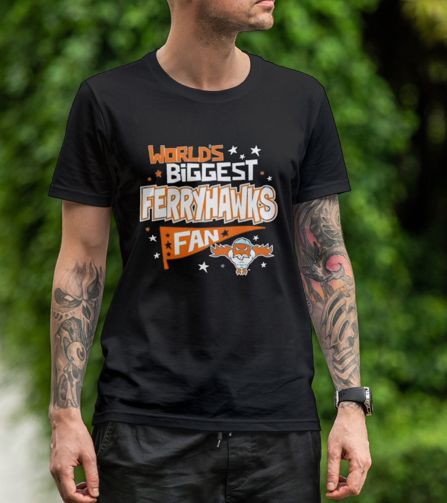 World's Biggest Staten Island Ferryhawks Fan Cartoon Pennant With Stars T-Shirt