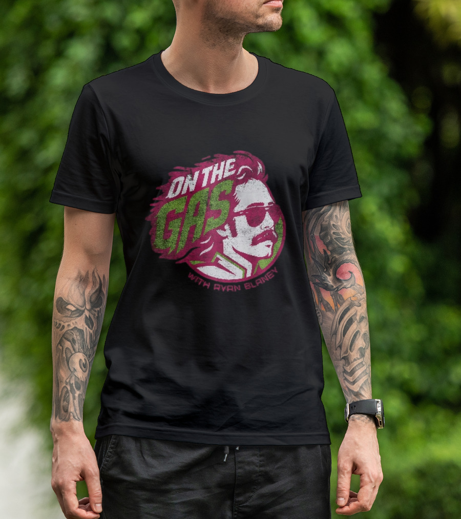 On The Gas With Ryan Blaney Racing Style Retro Hair Sunglasses T-Shirt