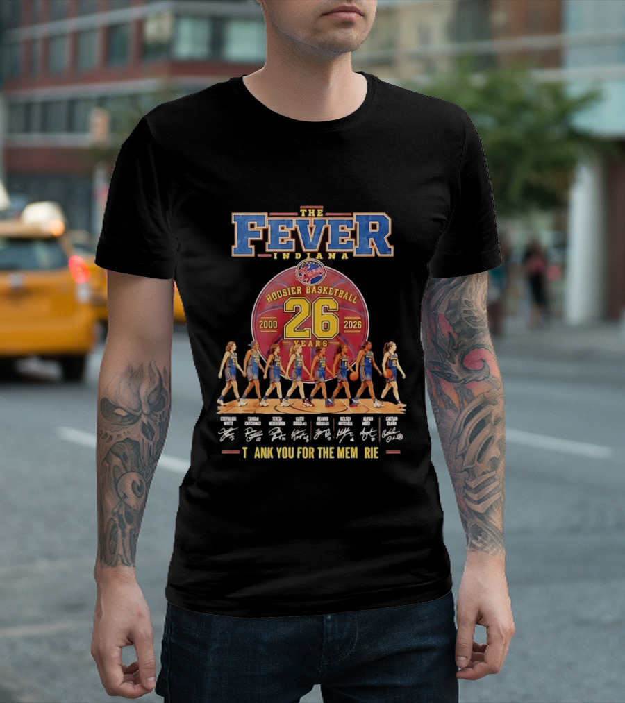 Indiana Fever 26 Years 2000 2026 Hoosier Basketball Memories Signatures T-Shirt