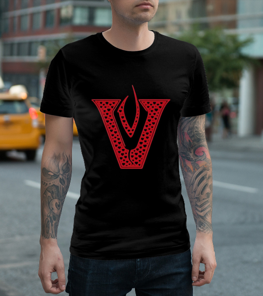 Red V Filled Hearts Flame T-Shirt