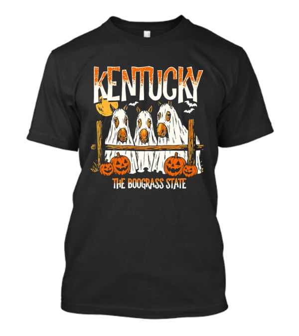 Kentucky Halloween Ghost Horses Pumpkin Boograss State T-Shirt