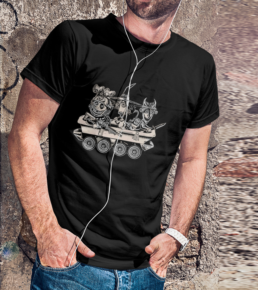 Tactical Nightmare Cartoon Characters Riding Armored Vehicle T-Shirt