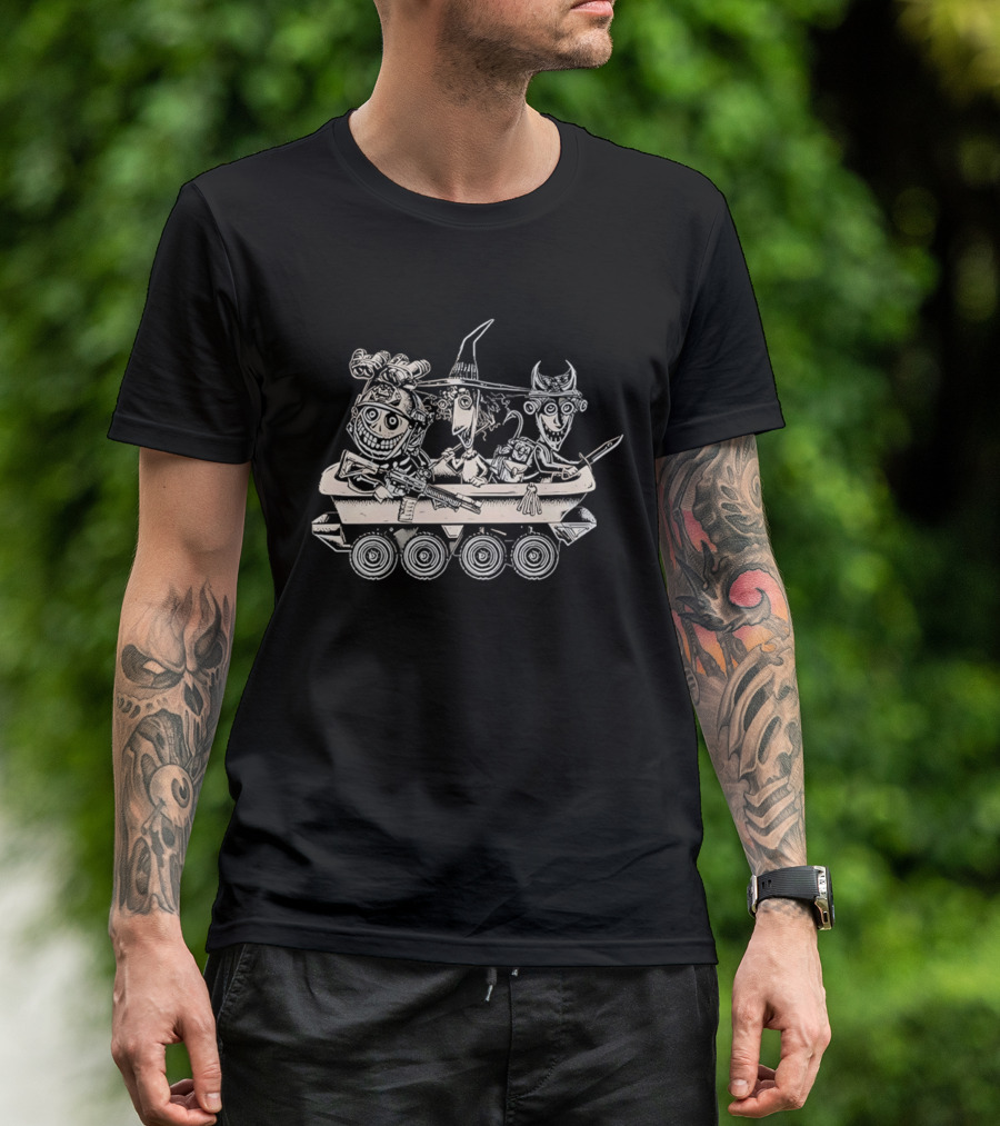 Tactical Nightmare Cartoon Characters Riding Armored Vehicle T-Shirt