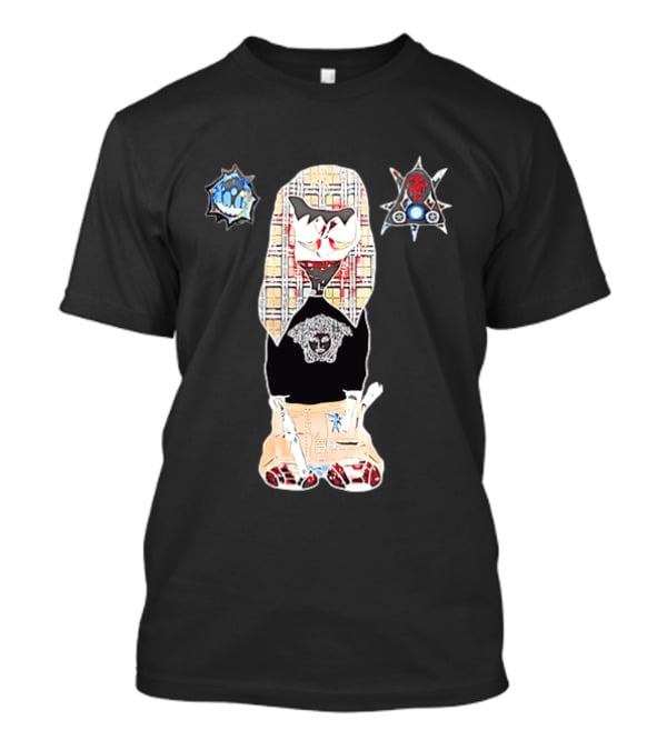 Medusa Head Cotton Streetwear With Plaid Pattern And Abstract T-Shirt