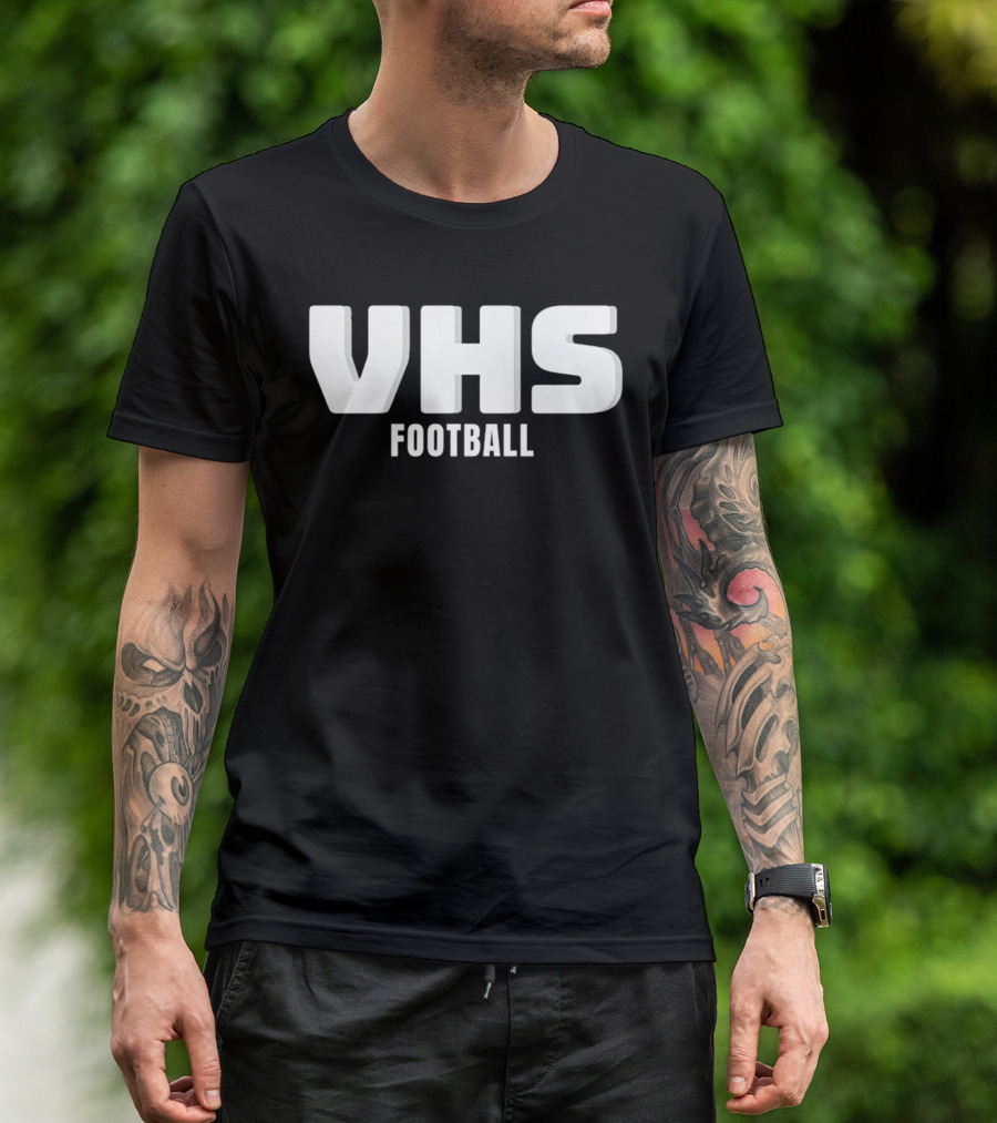 VHS Football Light Grey Textured Block Drop Shadow T-Shirt
