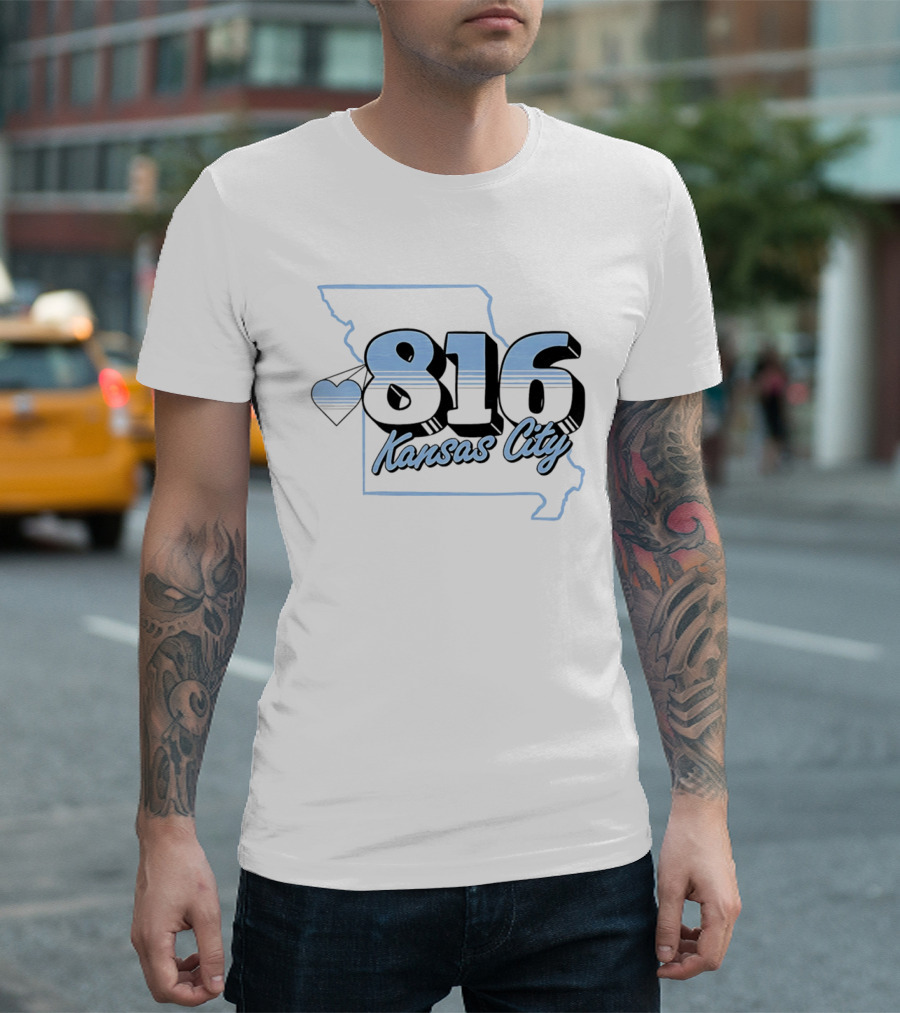 816 Kansas City Heart Map Love T-Shirt