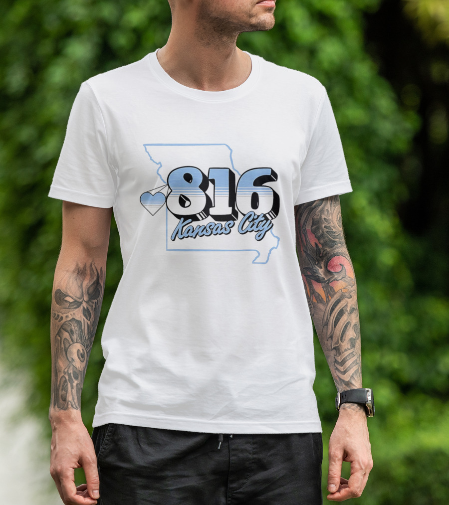 816 Kansas City Heart Map Love T-Shirt