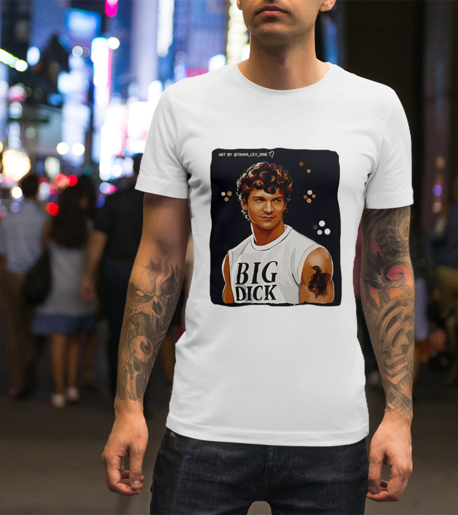 Tanya Lily Jane Big Dick Art Featuring Curly Haired Man T-Shirt