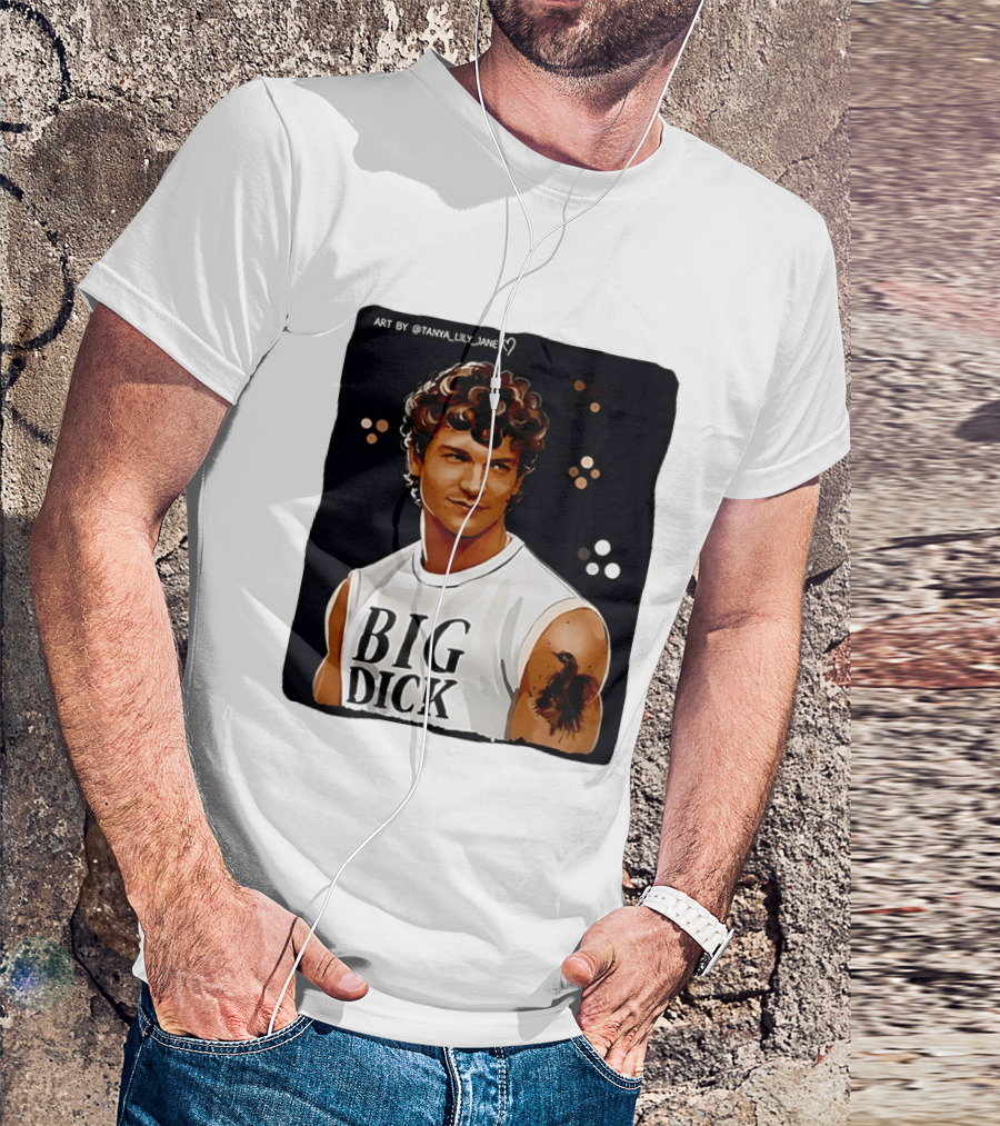 Tanya Lily Jane Big Dick Art Featuring Curly Haired Man T-Shirt