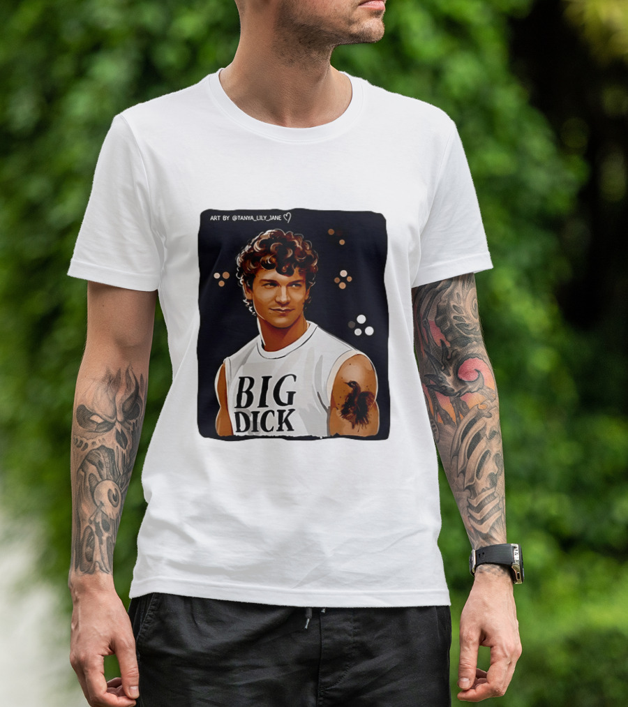 Tanya Lily Jane Big Dick Art Featuring Curly Haired Man T-Shirt