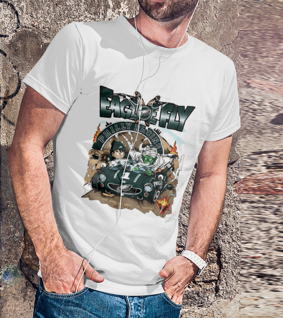 Eagle Fly Philly Racing Philadelphia Eagles Anime Characters Driving Race Car T-Shirt