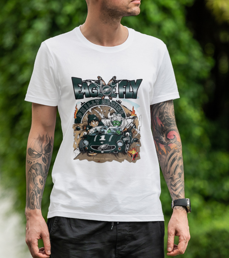 Eagle Fly Philly Racing Philadelphia Eagles Anime Characters Driving Race Car T-Shirt