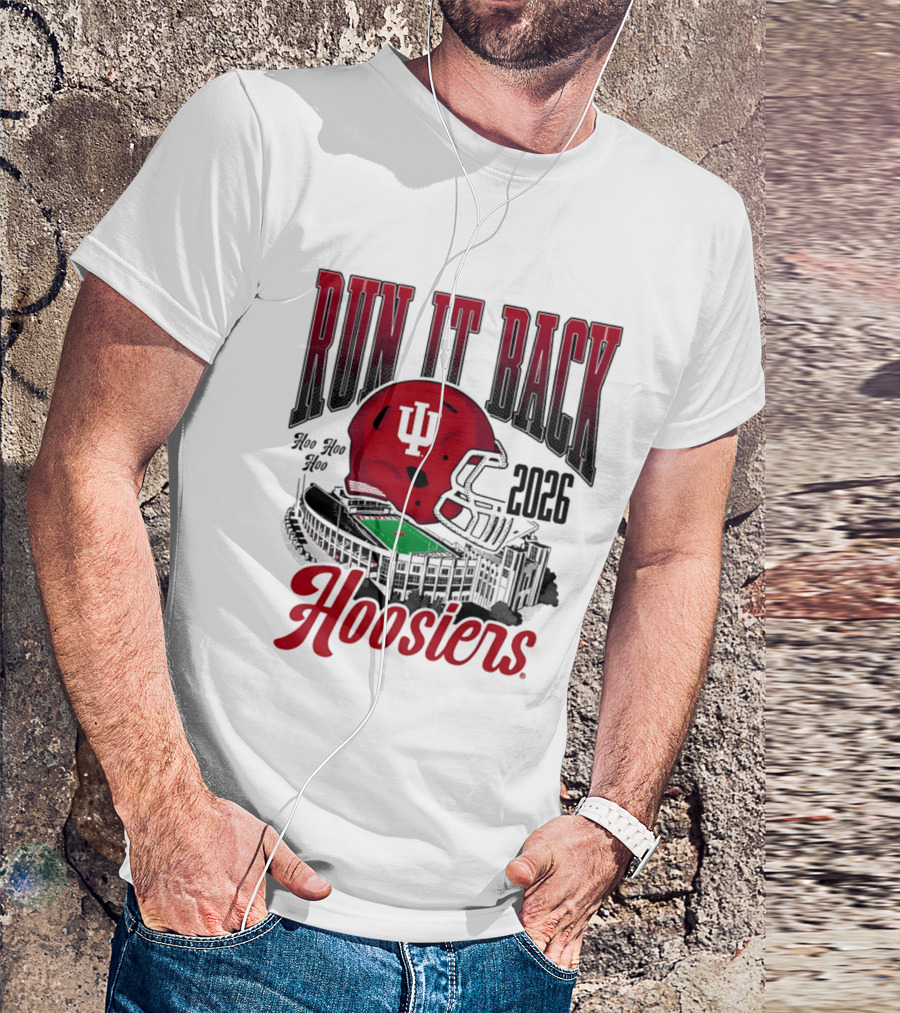 Run It Back Hoo Hoo Hoo 2026 Hoosiers Indiana University Football Stadium Helmet T-Shirt