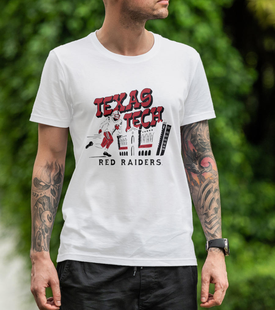 Texas Tech Red Raiders Football Player And Campus T-Shirt