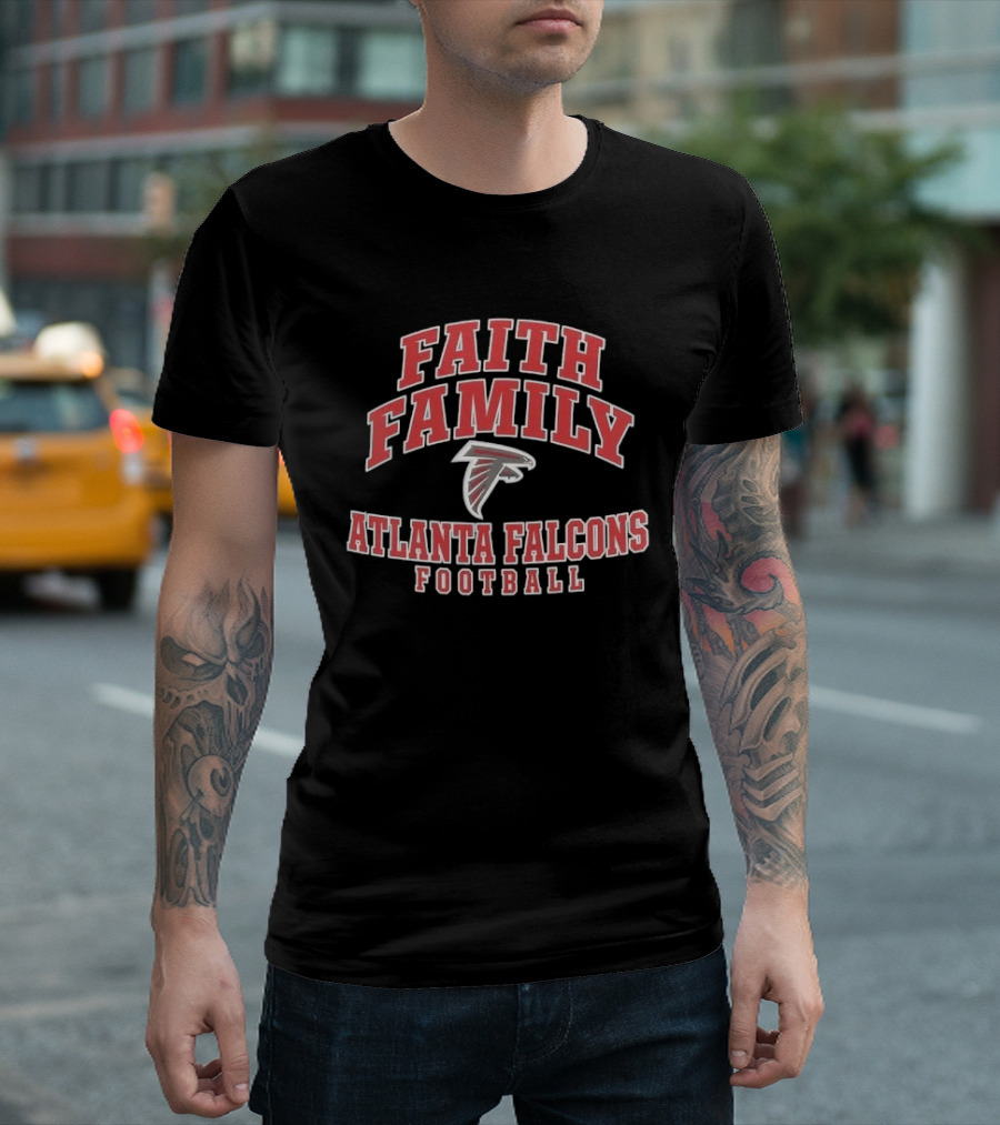 Atlanta Falcons Faith Family Football Bird Distressed College Font T-Shirt