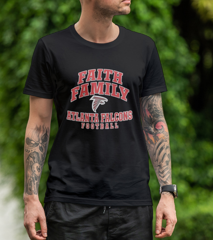Atlanta Falcons Faith Family Football Bird Distressed College Font T-Shirt