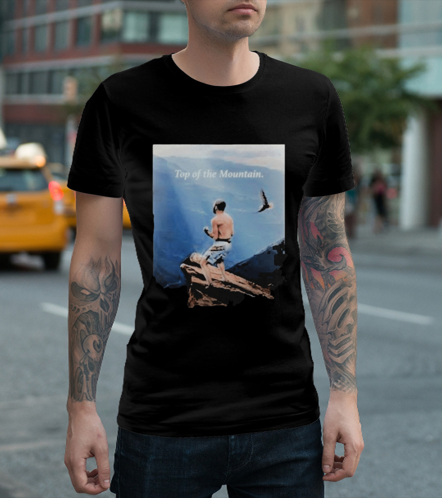 Islam Makhachev Top Of The Mountain Scenic Martial Arts Triumph T-Shirt