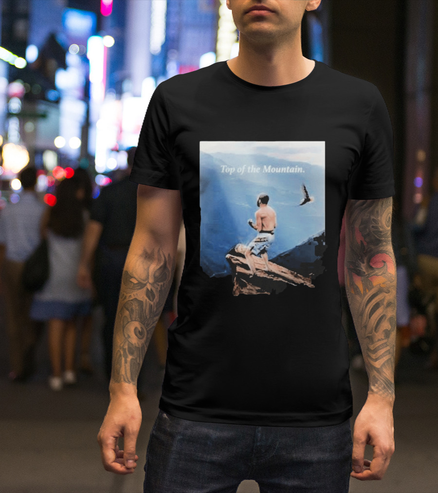 Islam Makhachev Top Of The Mountain Scenic Martial Arts Triumph T-Shirt