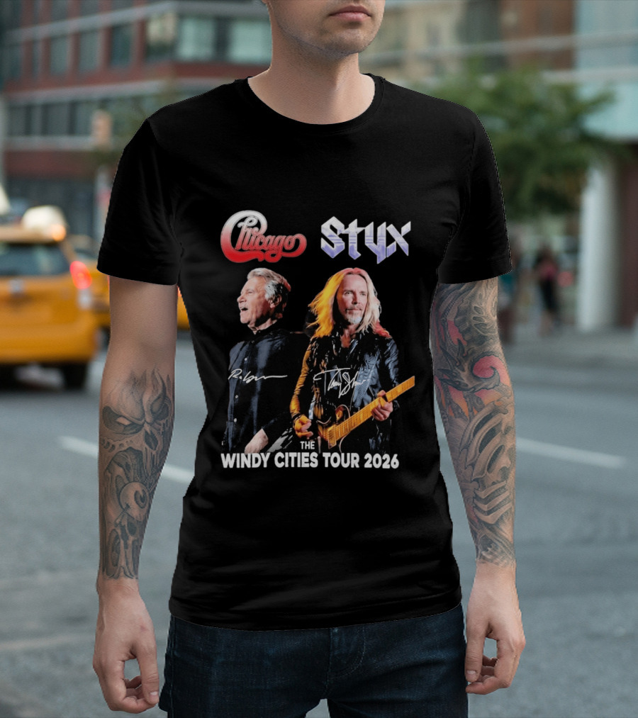 Chicago Styx The Windy Cities Tour 2026 Rock Concert T-Shirt