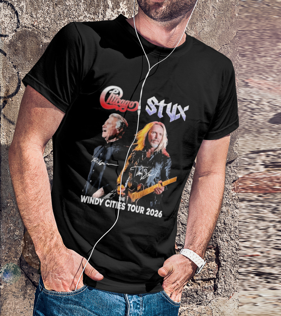 Chicago Styx The Windy Cities Tour 2026 Rock Concert T-Shirt