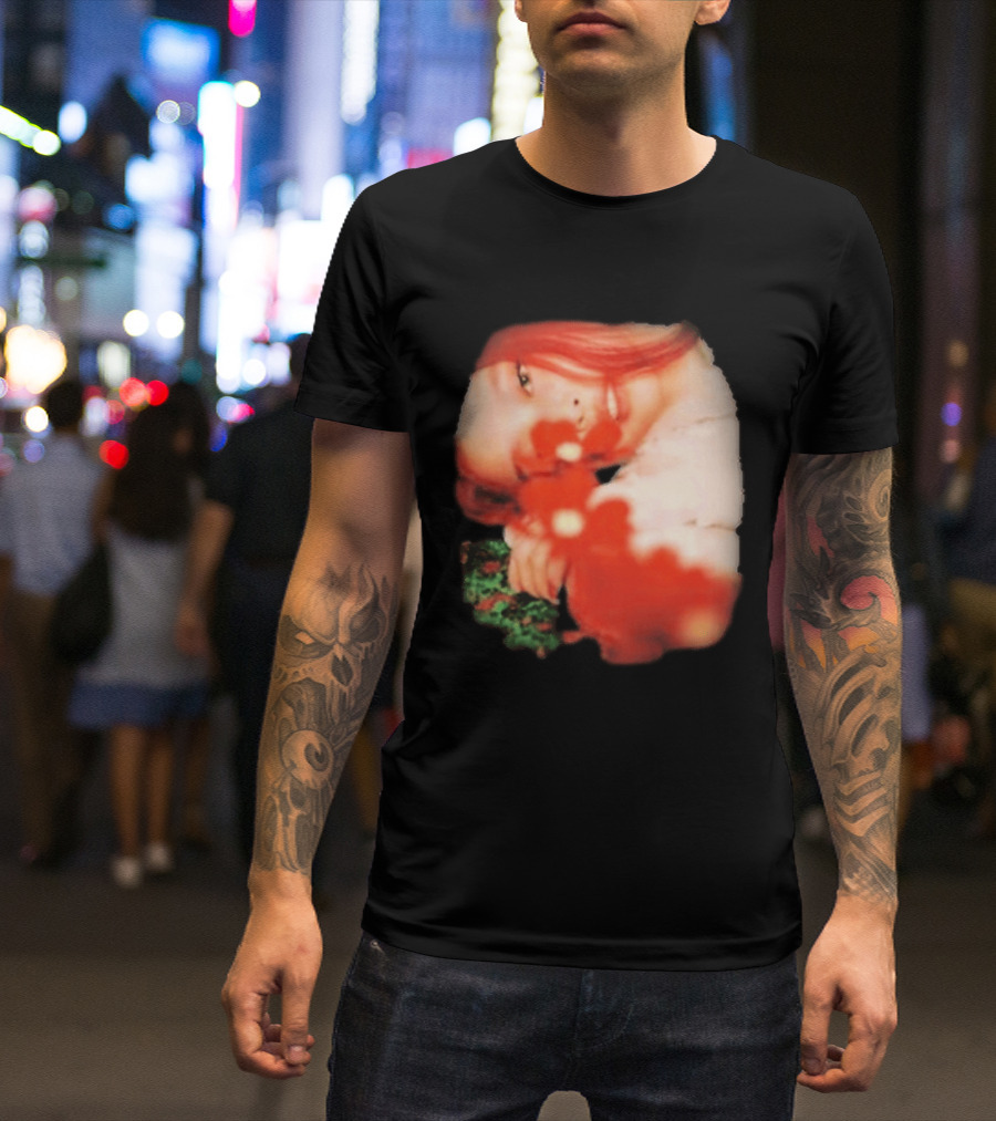 Complex Jennie Flower Photo Red Hair Aesthetic T-Shirt