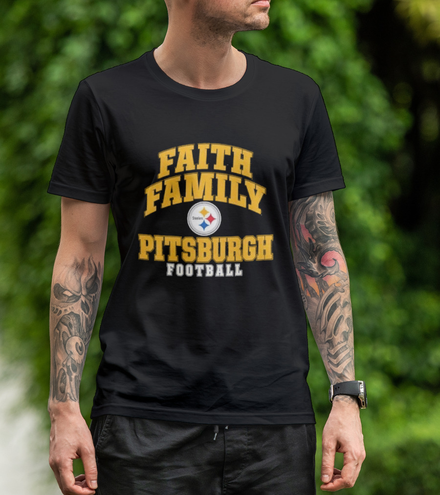 Pittsburgh Steelers Faith Family Football Team Yellow Arched T-Shirt