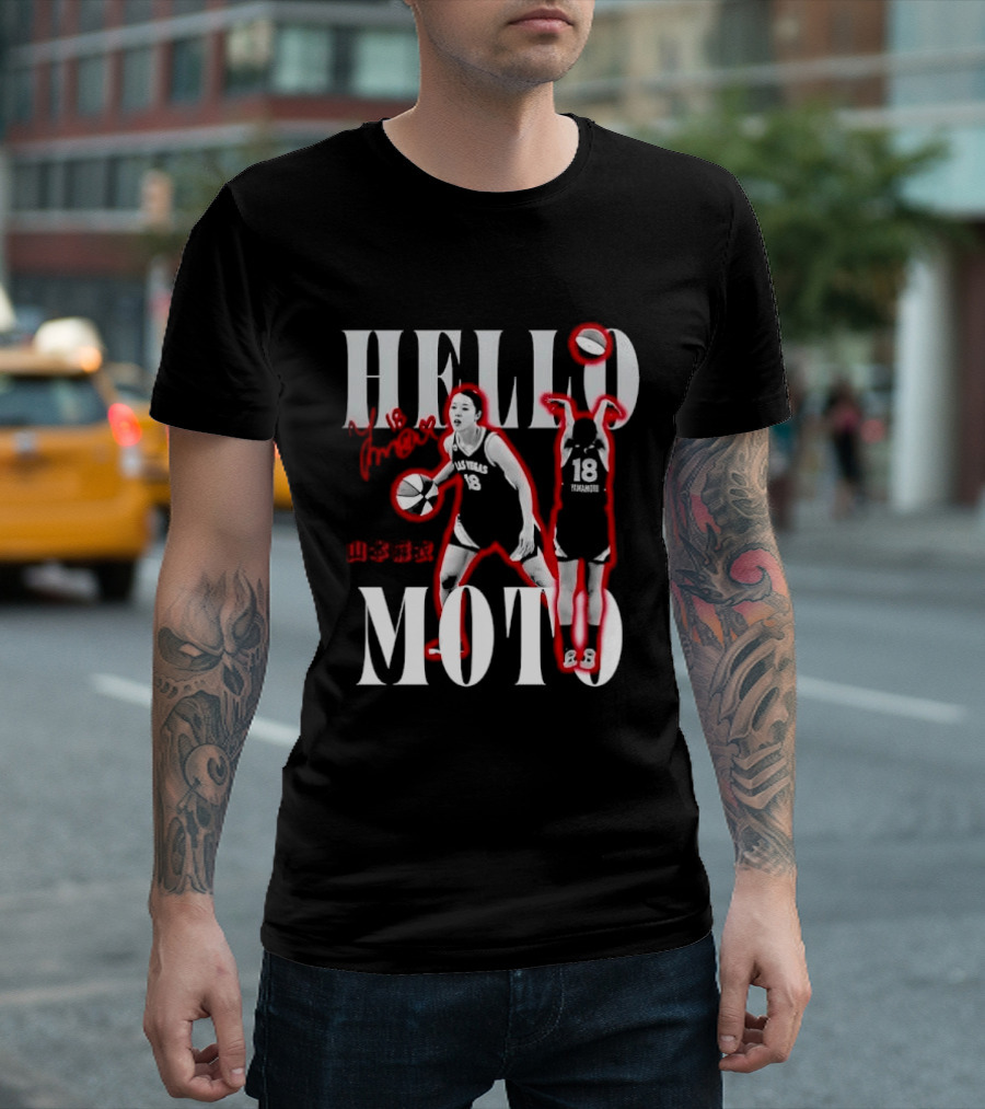 Hello Moto Mai Yamamoto Basketball 18 Red Glow Dribbling Shooting T-Shirt