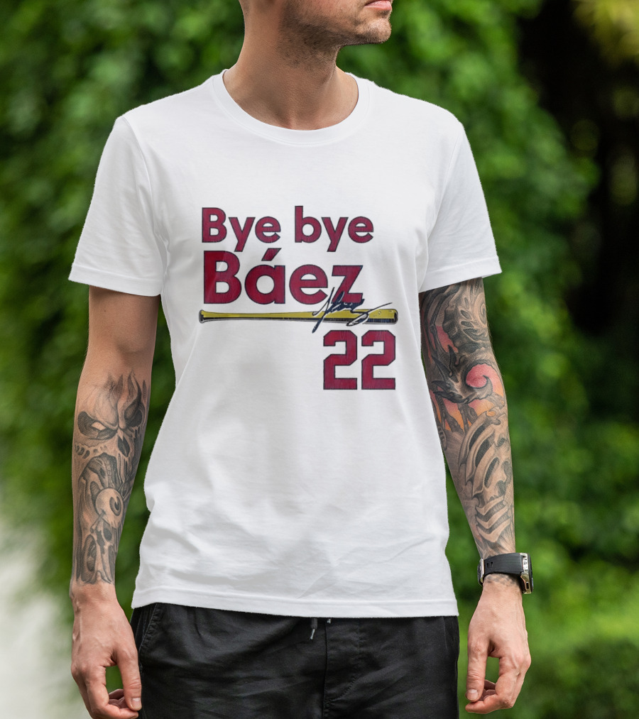 Bye Bye Báez 22 Yellow Gold Baseball Bat Player T-Shirt