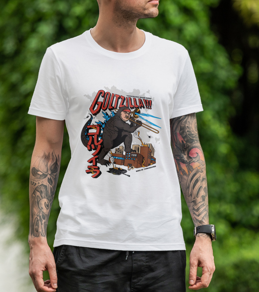 GOLTZILLA Youngblood Brass Band King Of Tomorrows Trombone Rampage Japan YBB T-Shirt