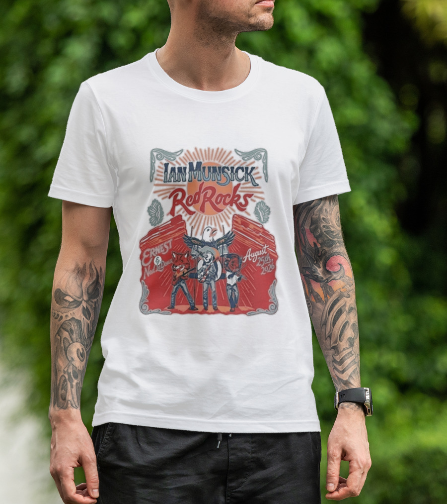 Ian Munsick Red Rocks Morrison CO 08 25 2026 Live Tour Featuring Ernest Neon Dreams T-Shirt
