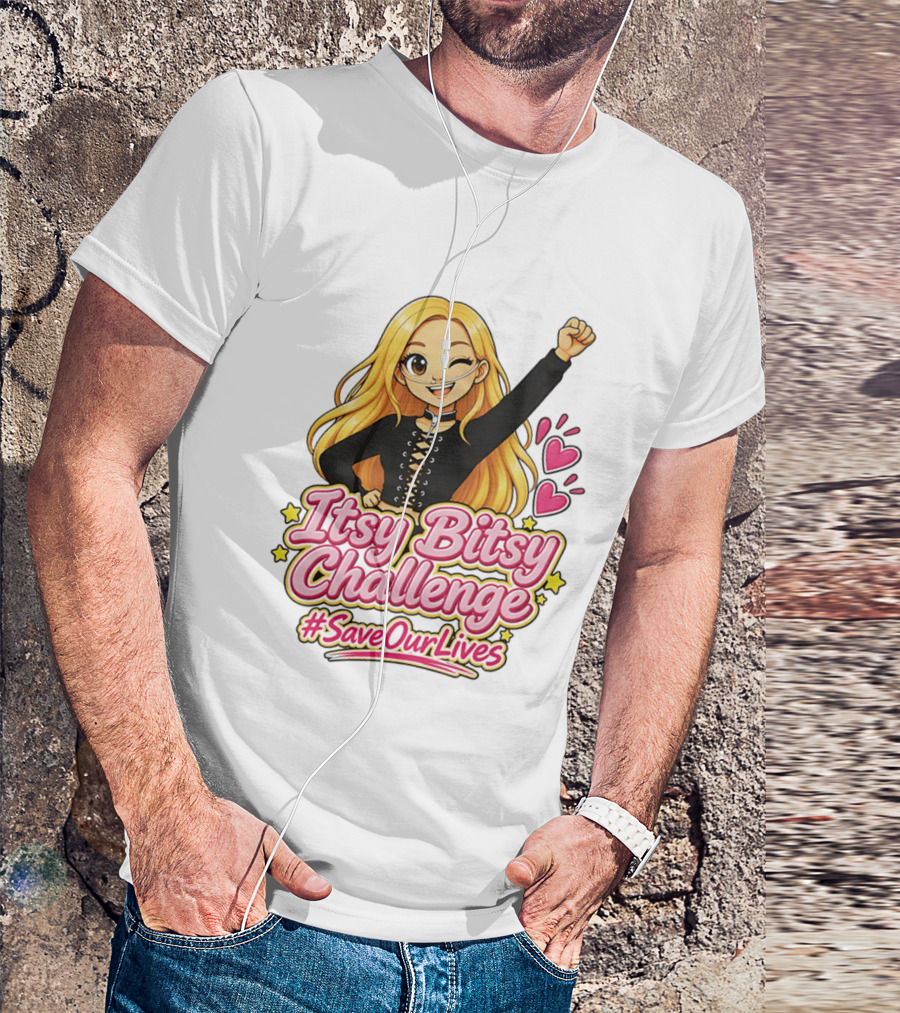 Itsy Bitsy Challenge SaveOurLives With Animated Character And Hearts T-Shirt