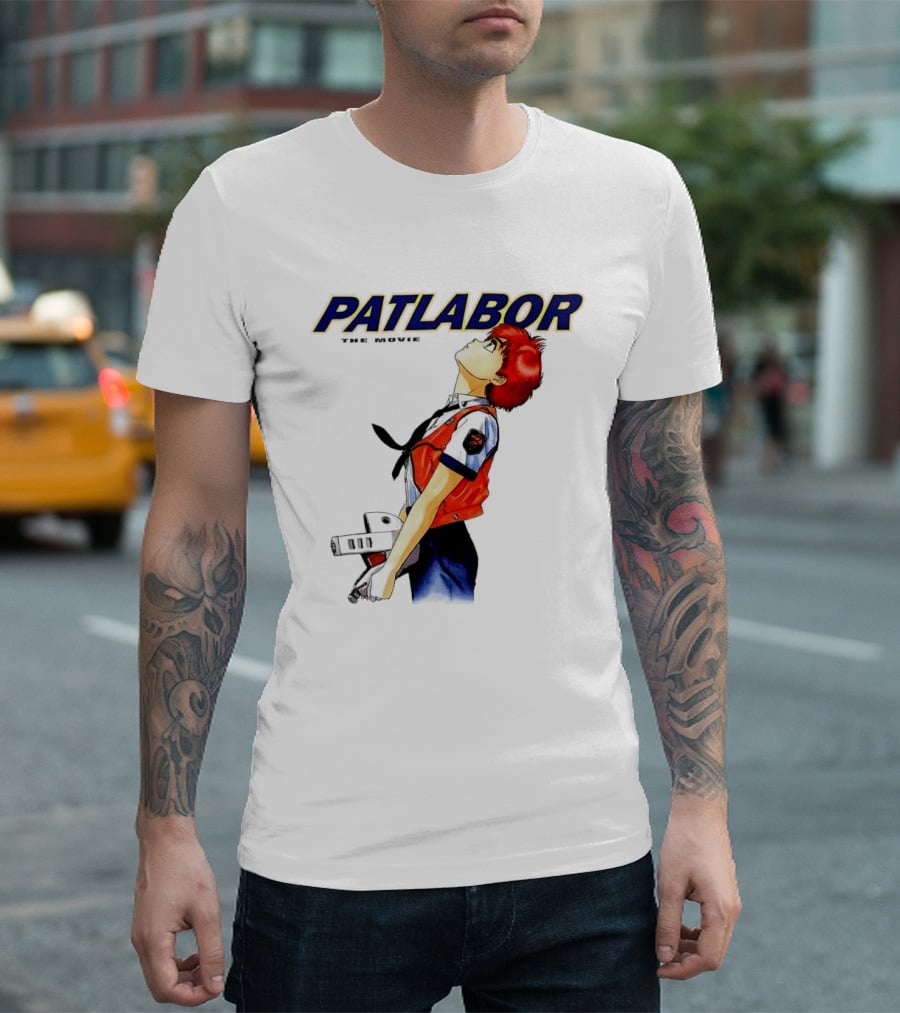 Patlabor The Movie Anime Girl Holding Helmet Looking Up T-Shirt