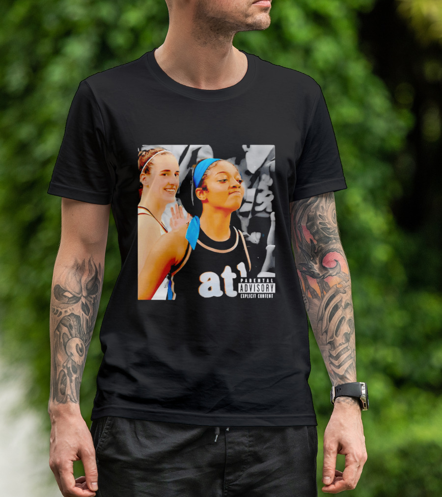 Caitlin Clark Angel Reese Memorable Moment Parental Advisory Explicit Content T-Shirt