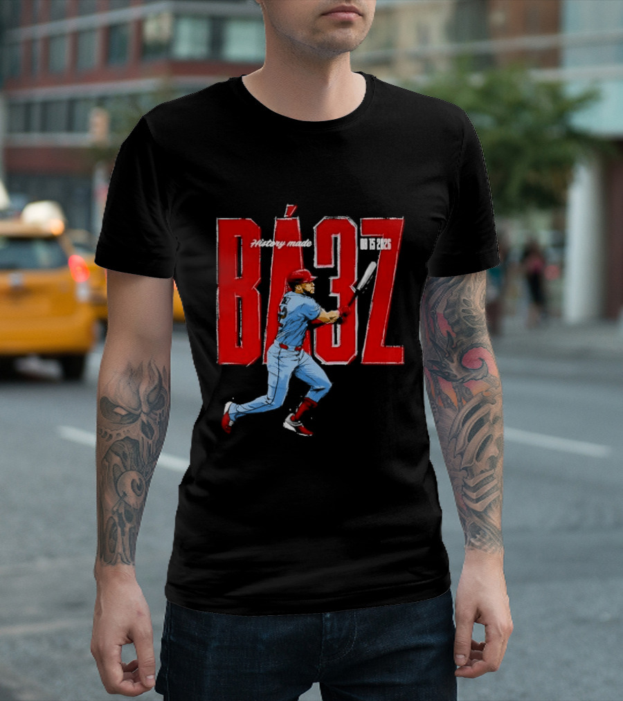 History Made Baez 08 15 2026 Baseball Player Swinging Bat Sketch T-Shirt