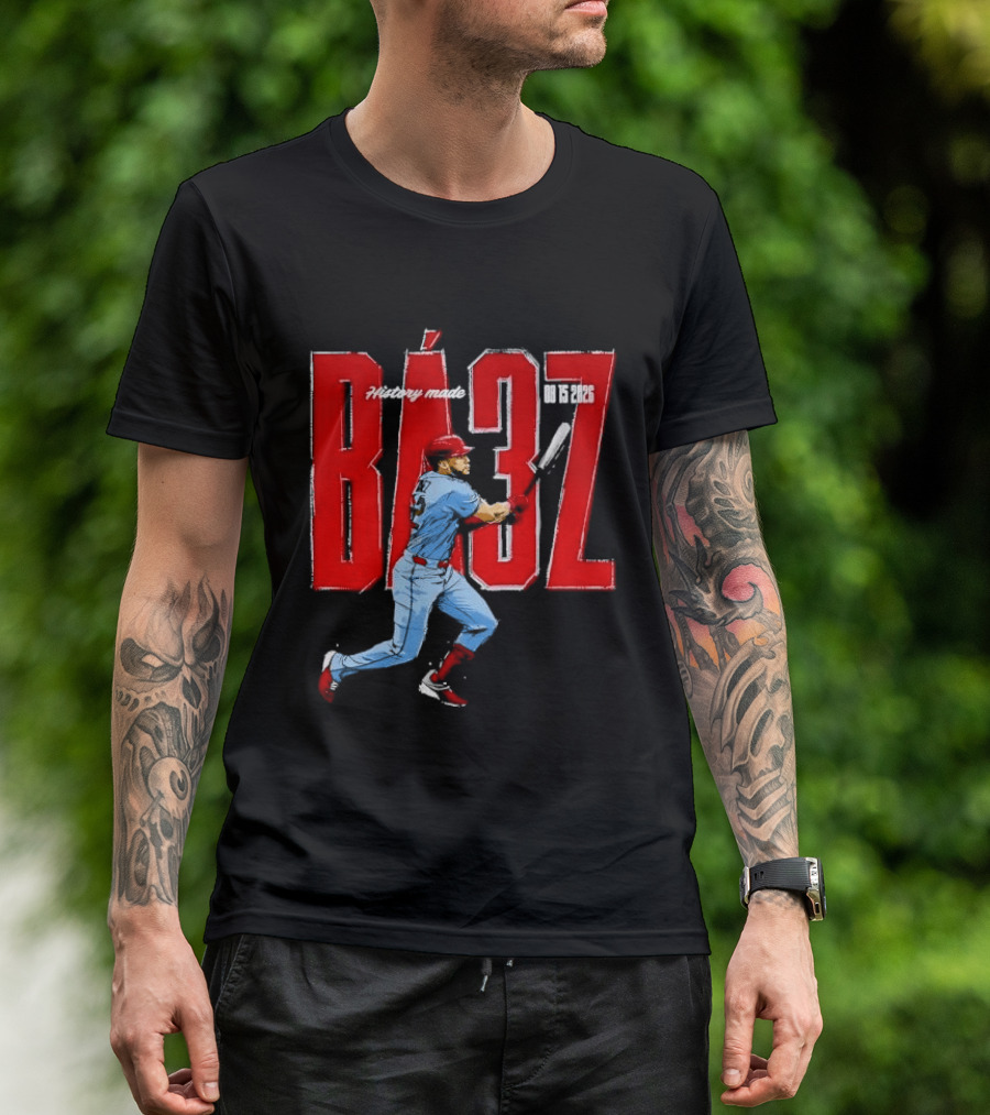 History Made Baez 08 15 2026 Baseball Player Swinging Bat Sketch T-Shirt